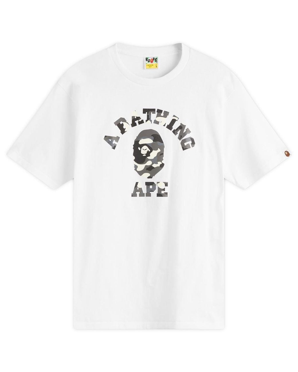 A Bathing Ape White City Camo College T-Shirt for men