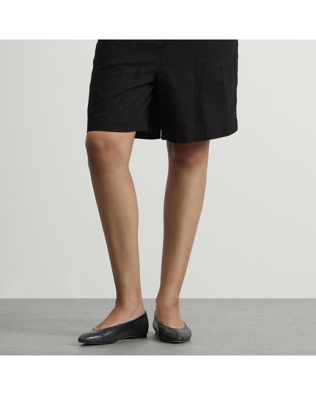 Aeyde Black Ellie Snake Print Almond Toe Flats