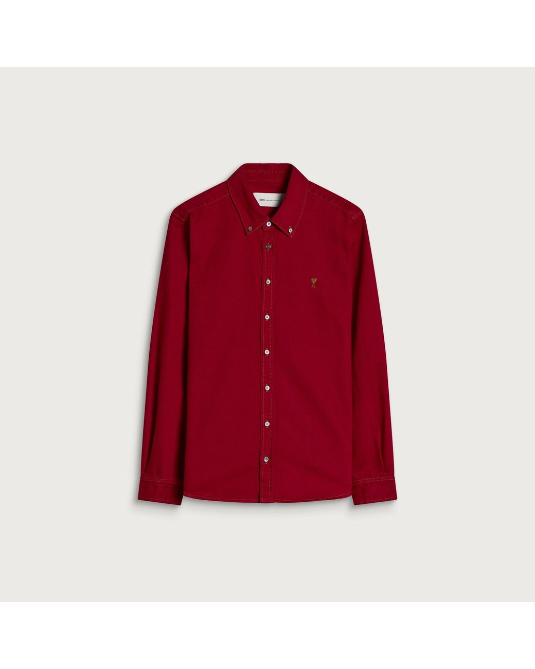 AMI Red Cotton Button Down Adc Shirt for men