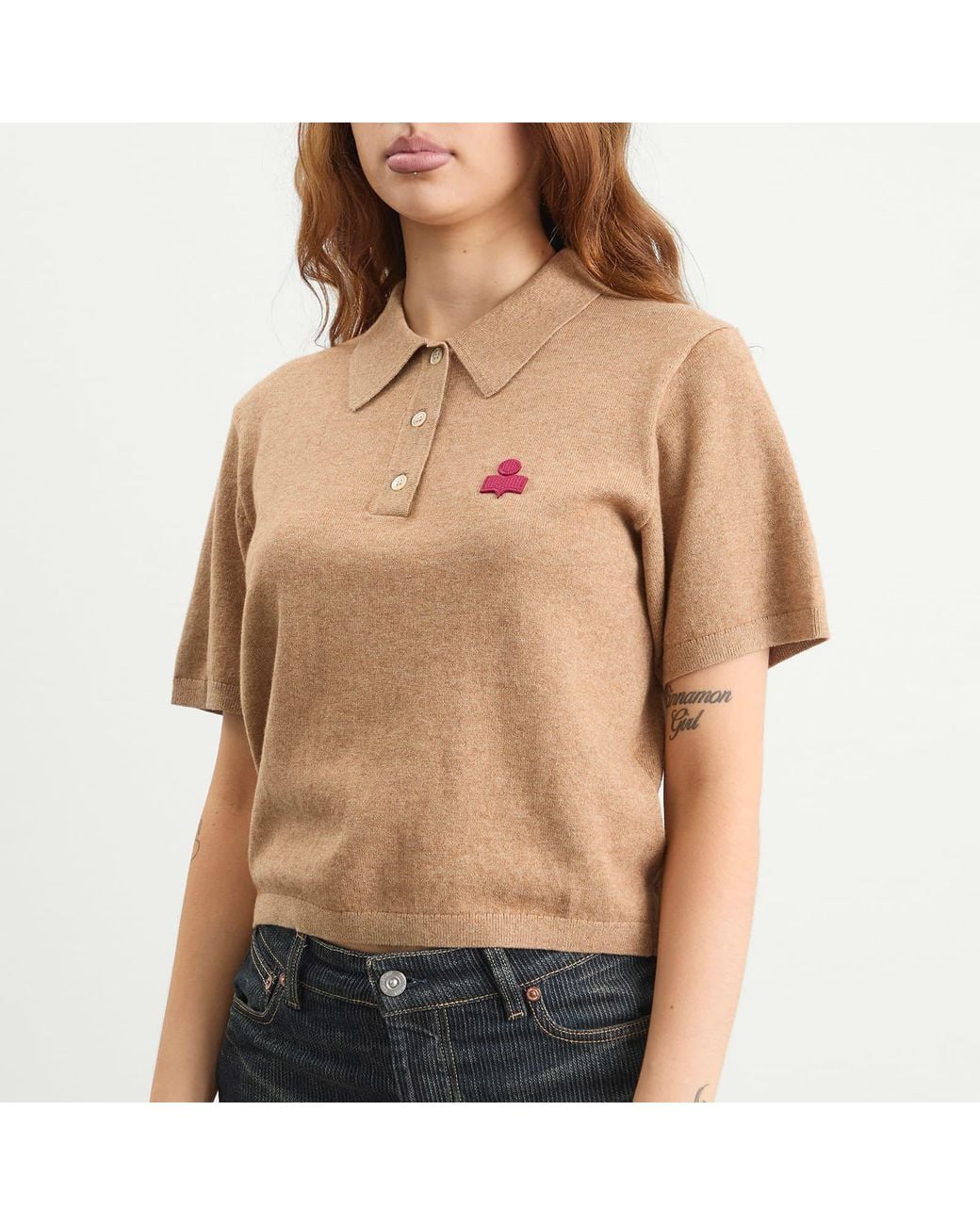 Isabel Marant Althea Polo Shirt in Natural | Lyst