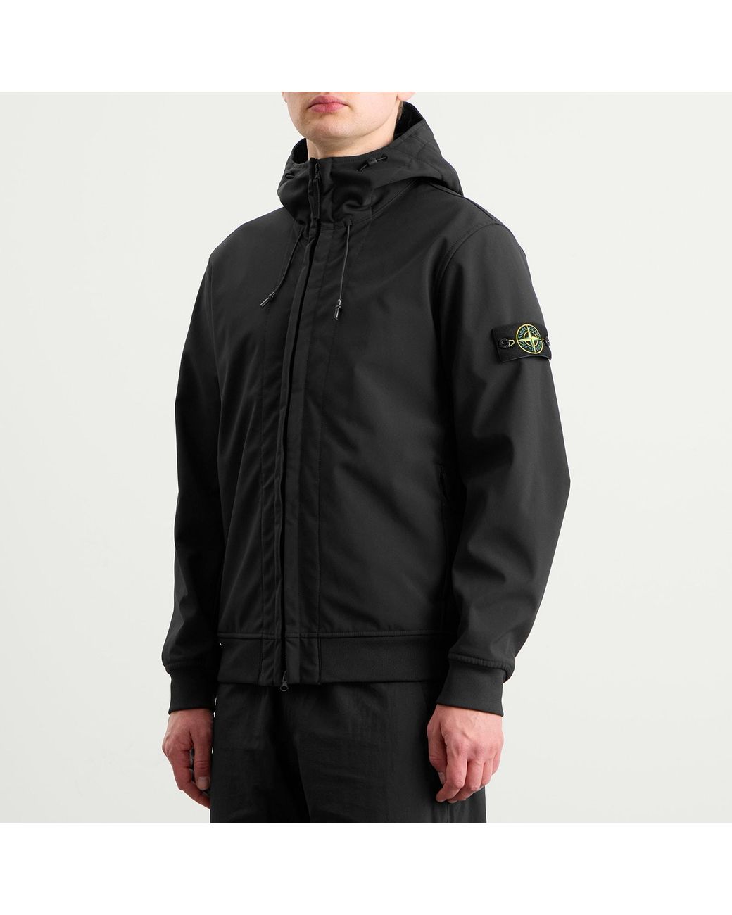 Stone Island Black Soft Shell-R Hooded Jacket for men