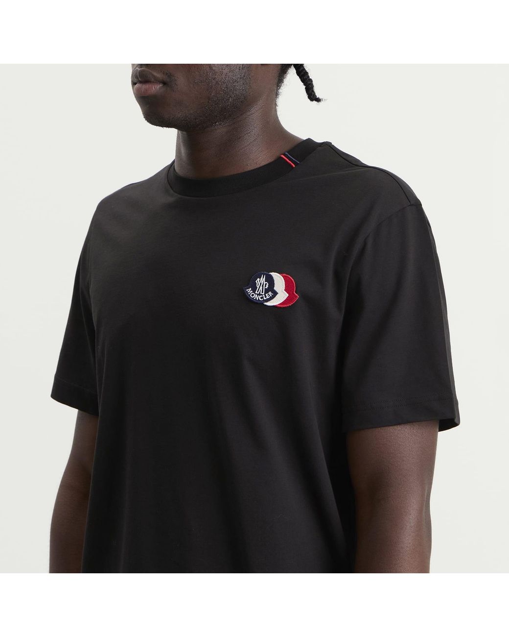 Moncler Black Cotton Patch Logo T-Shirt for men