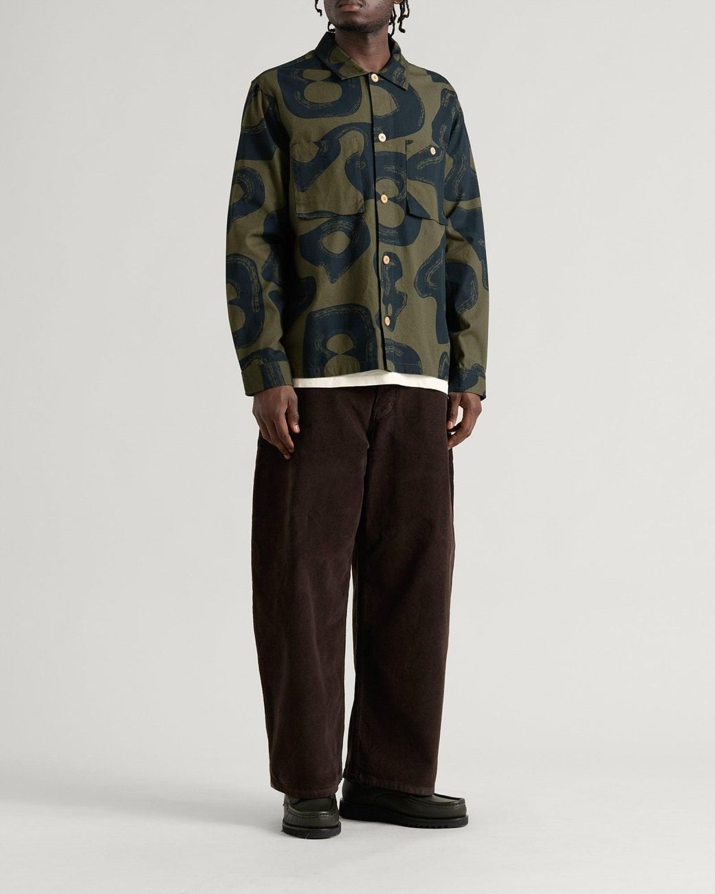 Folk Green Patch Overshirt for men
