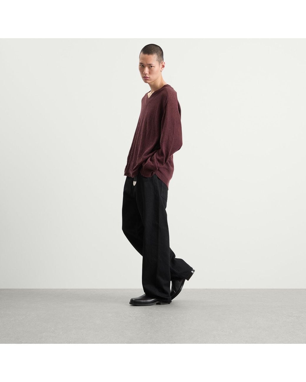 Our Legacy Purple Linen Rue V-Neck Jumper for men