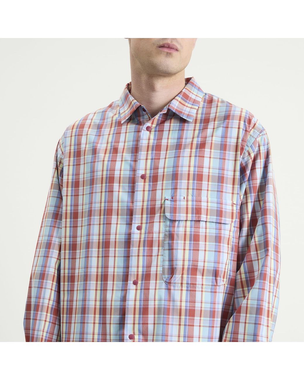 Snow Peak Blue Fade Check Breezy Shirt for men