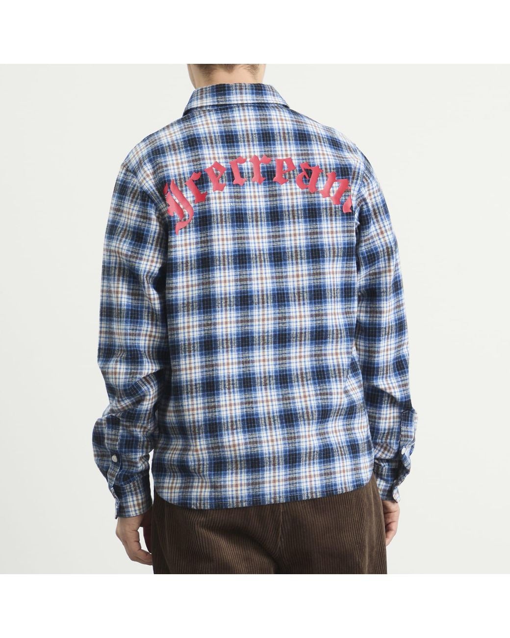 ICECREAM Blue Mascot Check Shirt for men