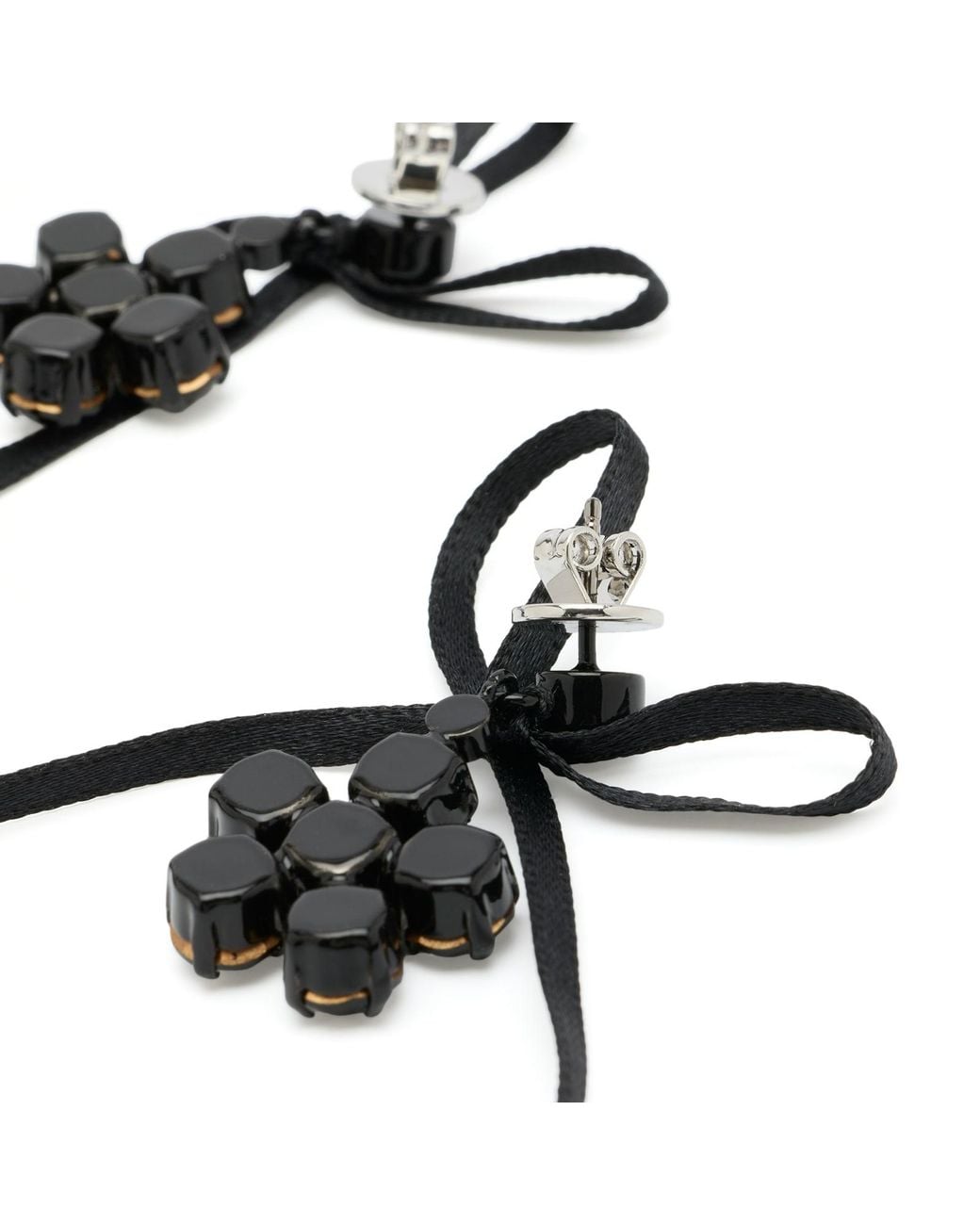 Simone Rocha White Mini Daisy Drop Bow Earrings