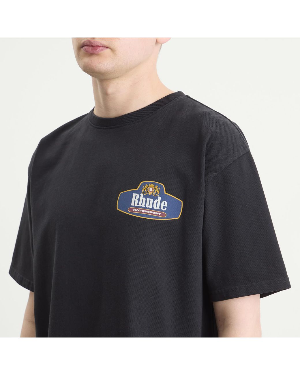 Rhude Black Racing Crest T-Shirt for men