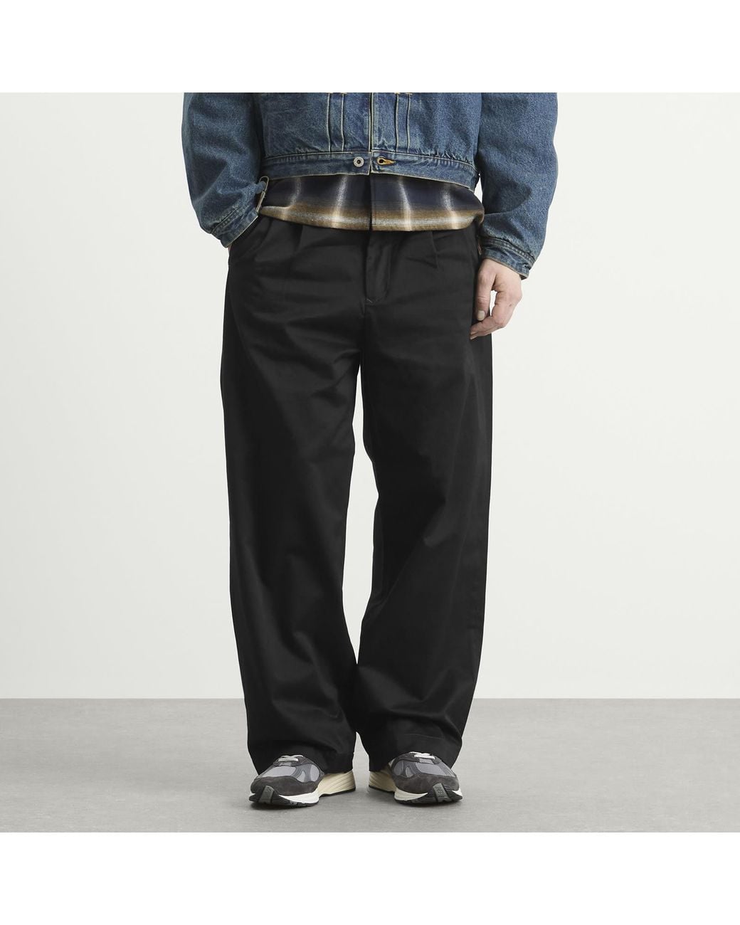 Human Made Black Double Pleated Wide Chino Pants for men
