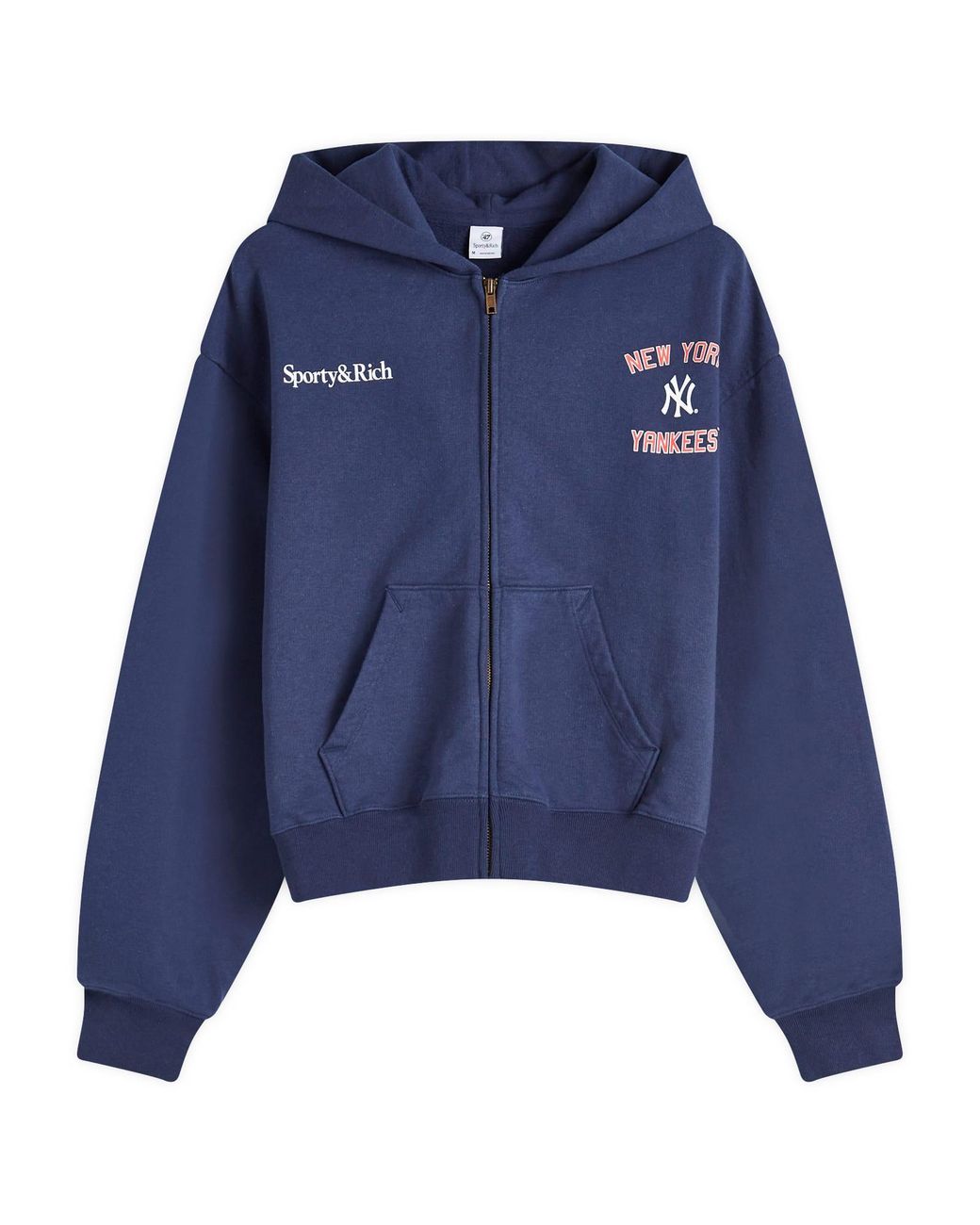 Sporty & Rich Home Run Cropped Zip Hoodie in Blue | Lyst