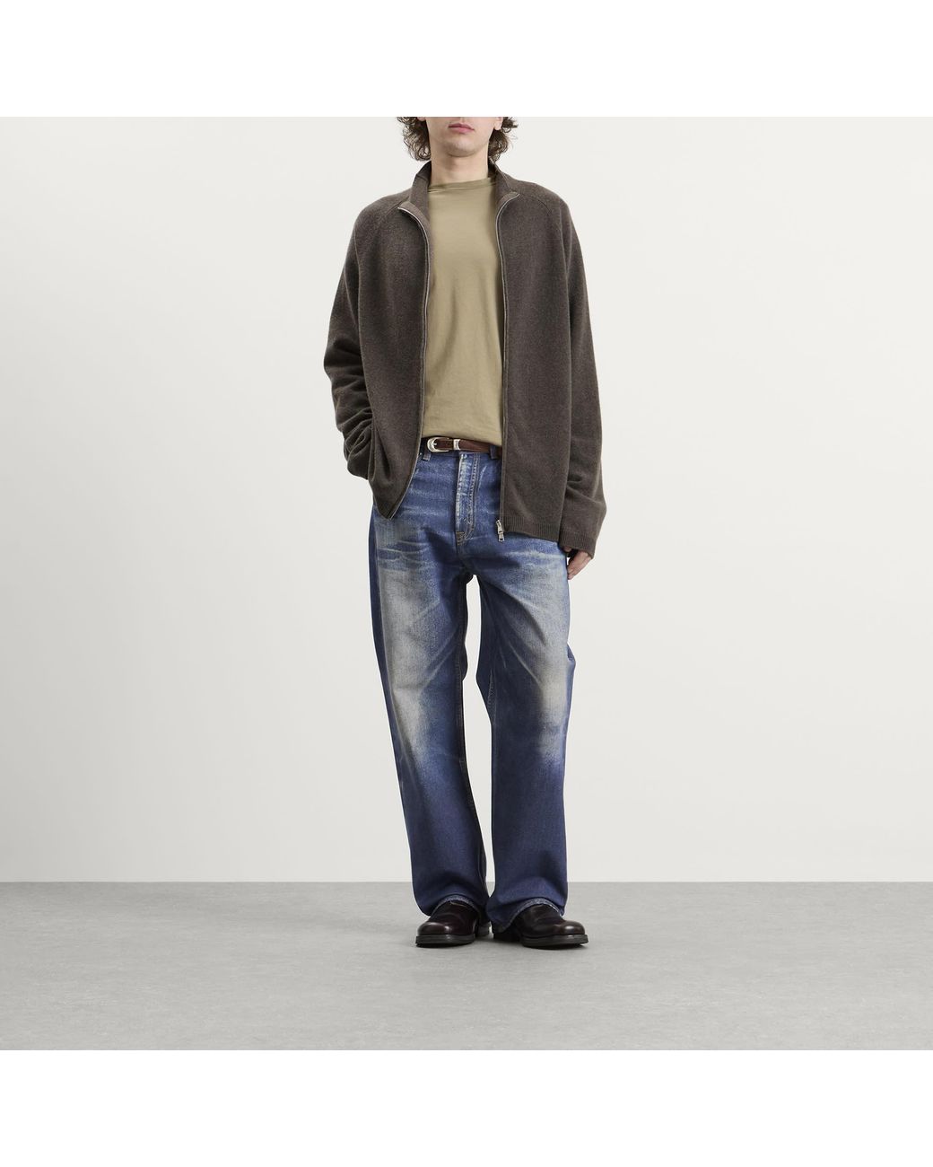 Our Legacy Brown Spray Dye Cherub Wool Line Zip Cardigan for men
