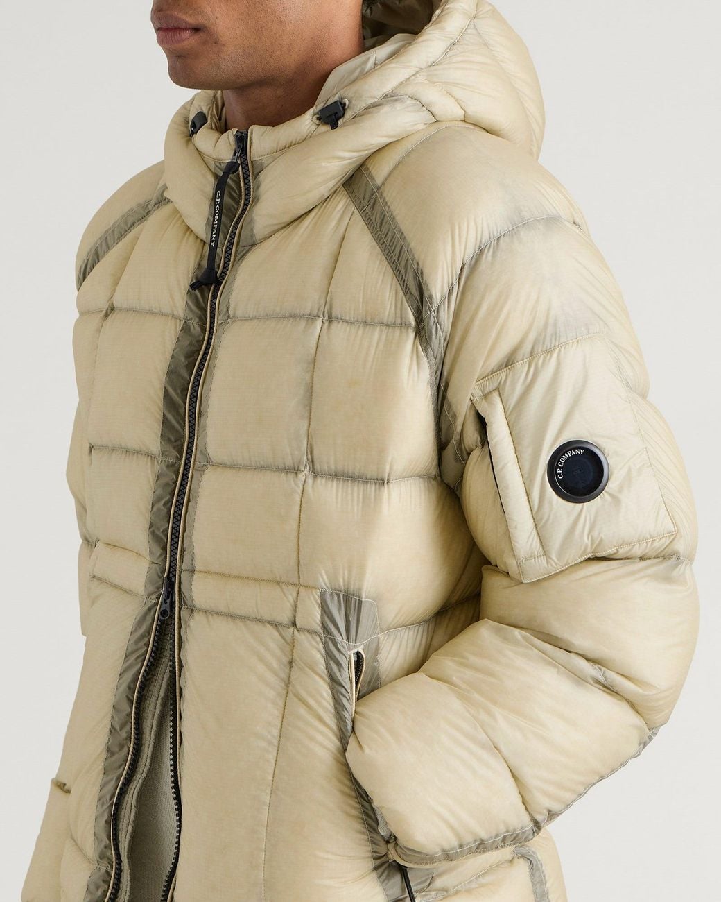 C P Company Natural Dd-Shell Hooded Down Jacket for men