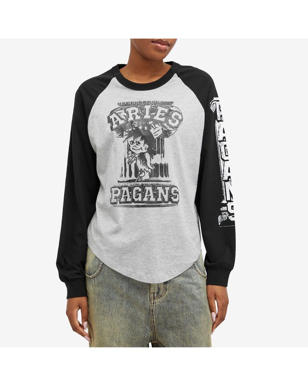Aries Long Sleeve Aged Raglan Baseball T-Shirt | Lyst