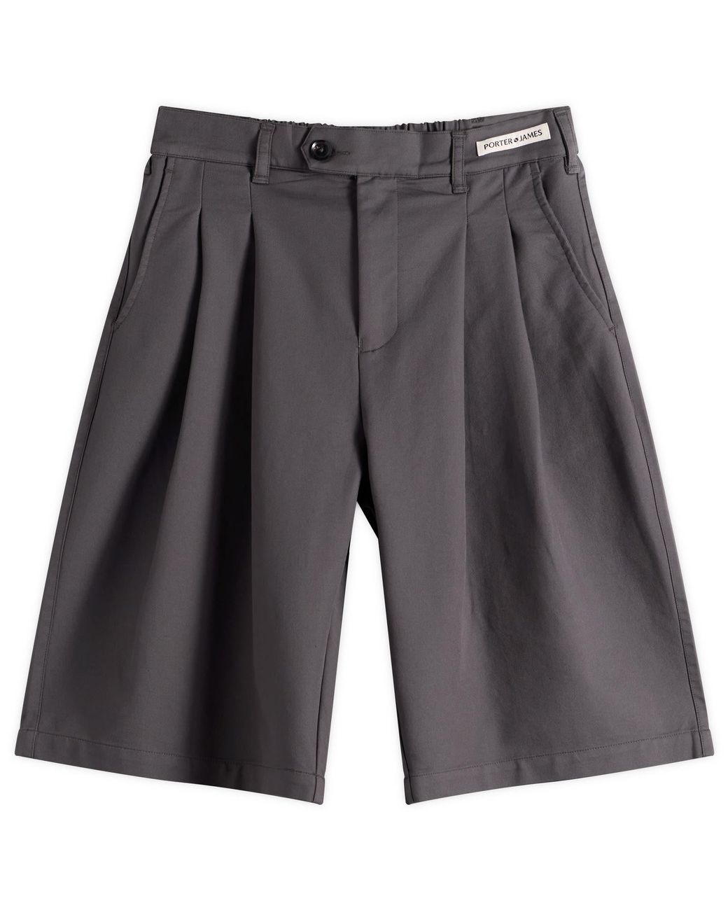 Porter James Gray Double Pleated Shorts for men