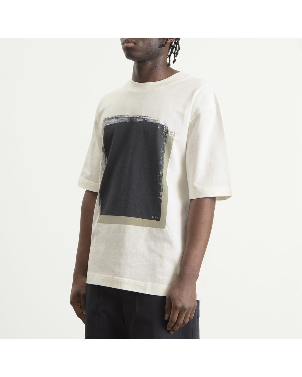 MHL by Margaret Howell White Block Print T-Shirt for men