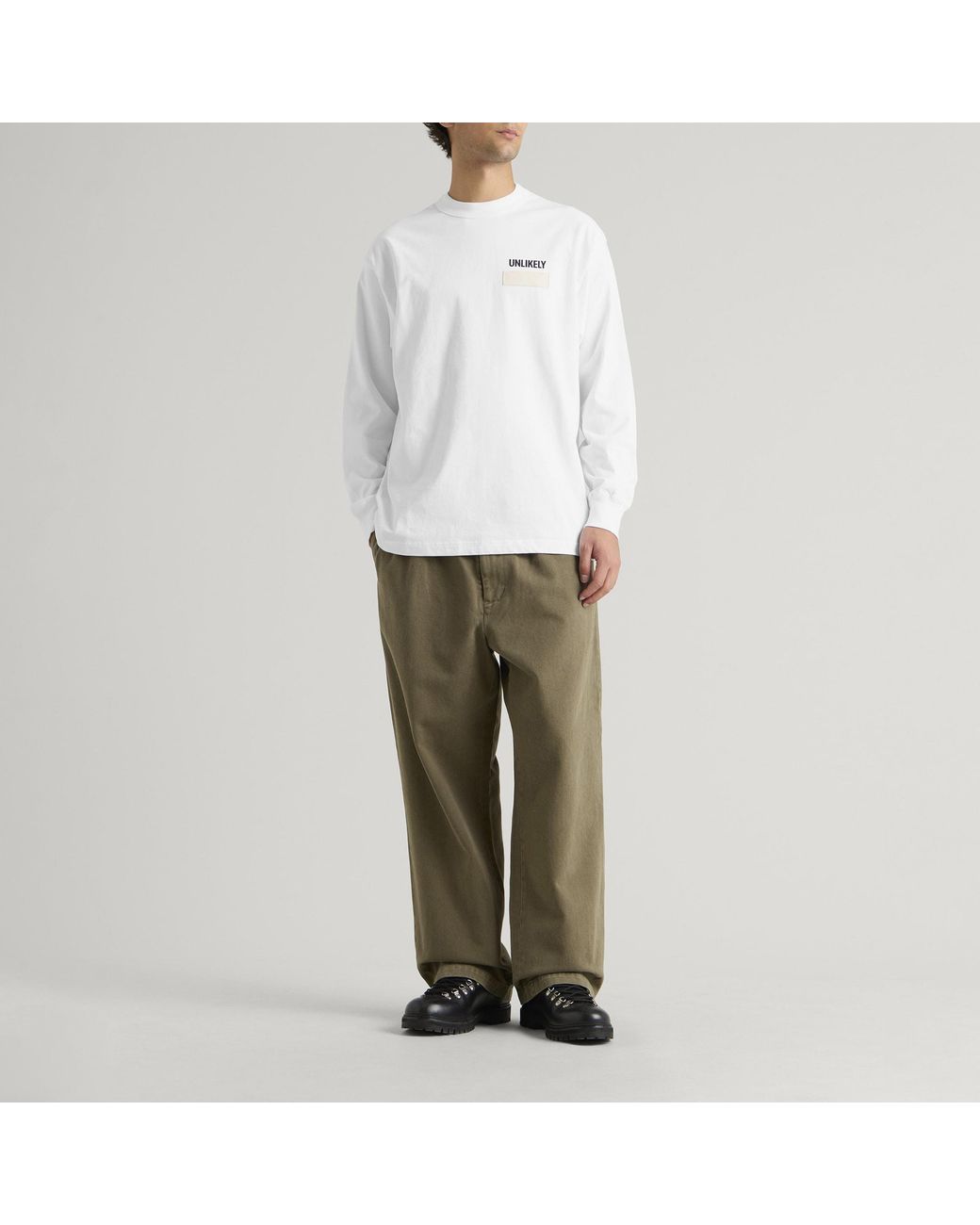 Unlikely Dry Goods White Long Sleeve Team T-Shirt for men