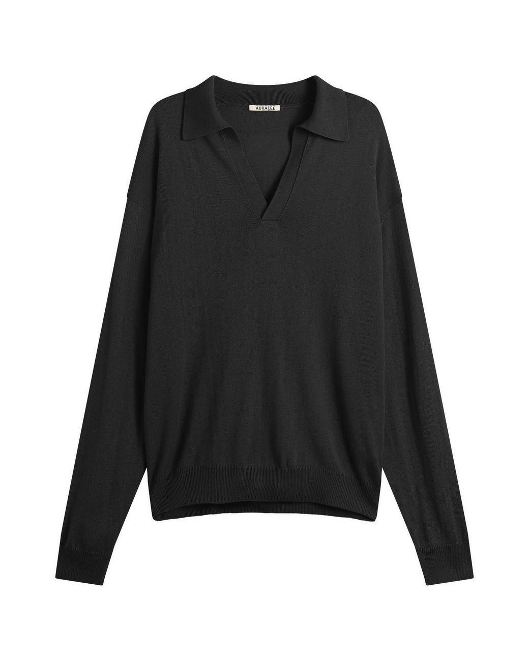 AURALEE Cashmere Silk Knit Skipper Polo in Black for Men | Lyst