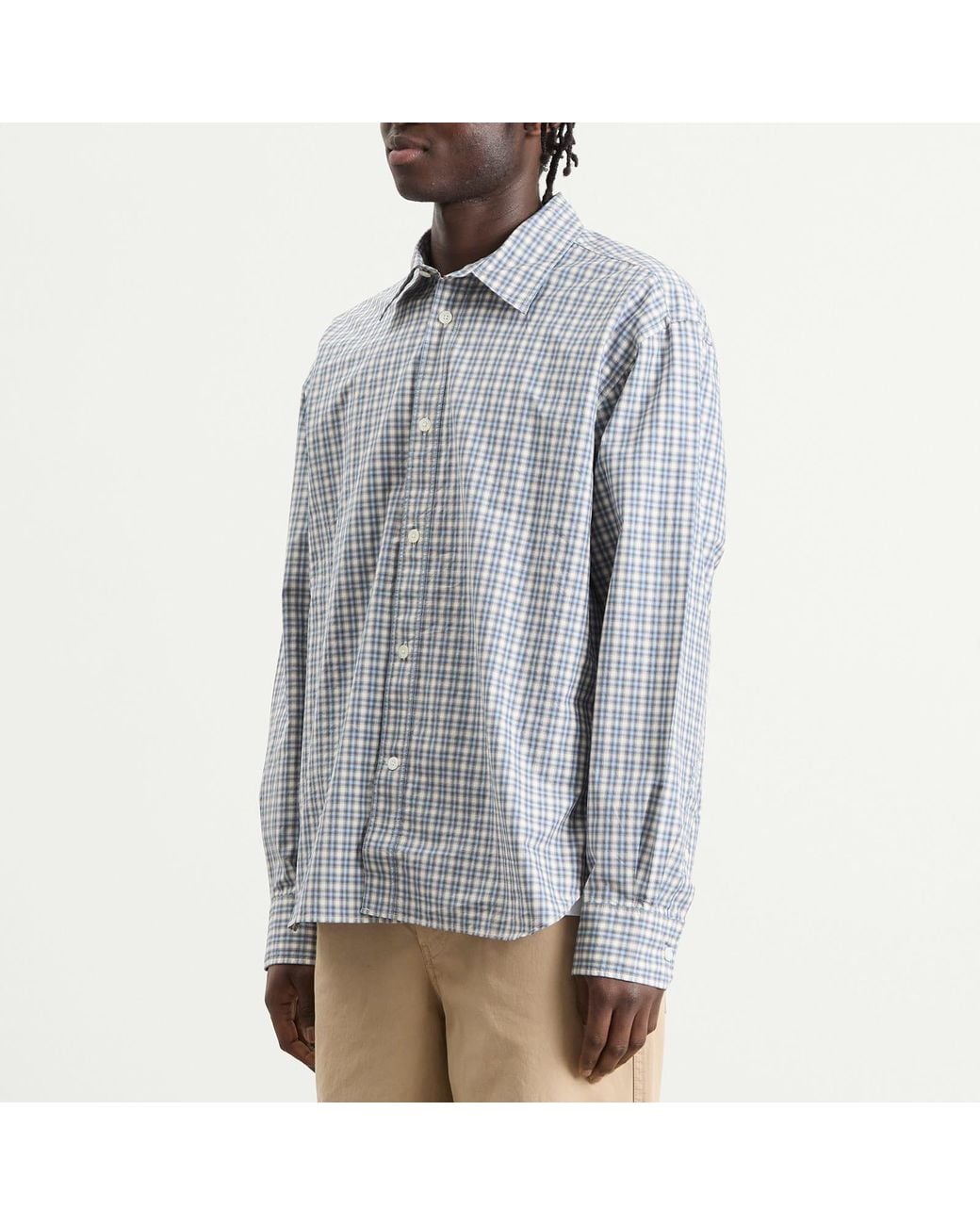 Norse Projects Gray Falster Fine Check Oversized Shirt for men