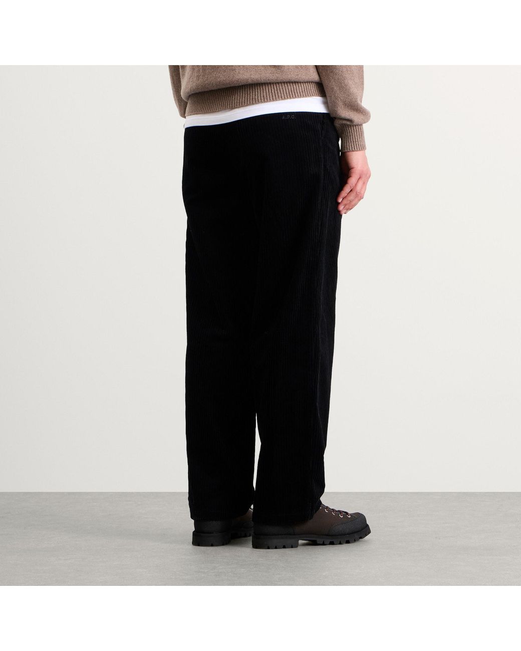 A.P.C. Black Ricky Double Pleat Corduroyl Trousers for men