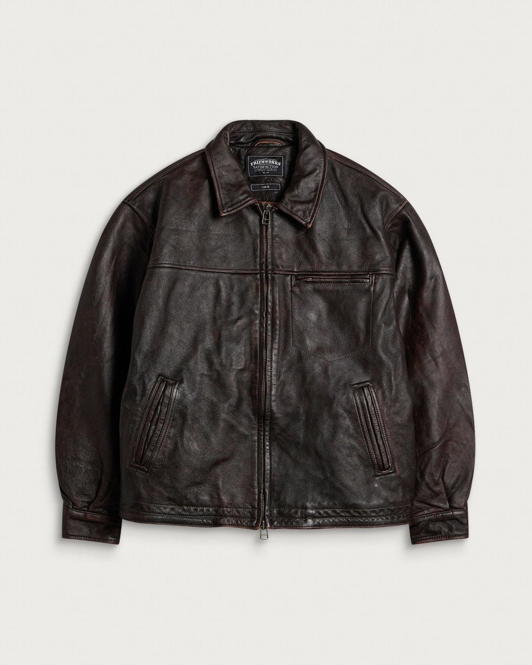 FRIZMWORKS Destroyed Cowhide Leather Jacket in Black for Men | Lyst