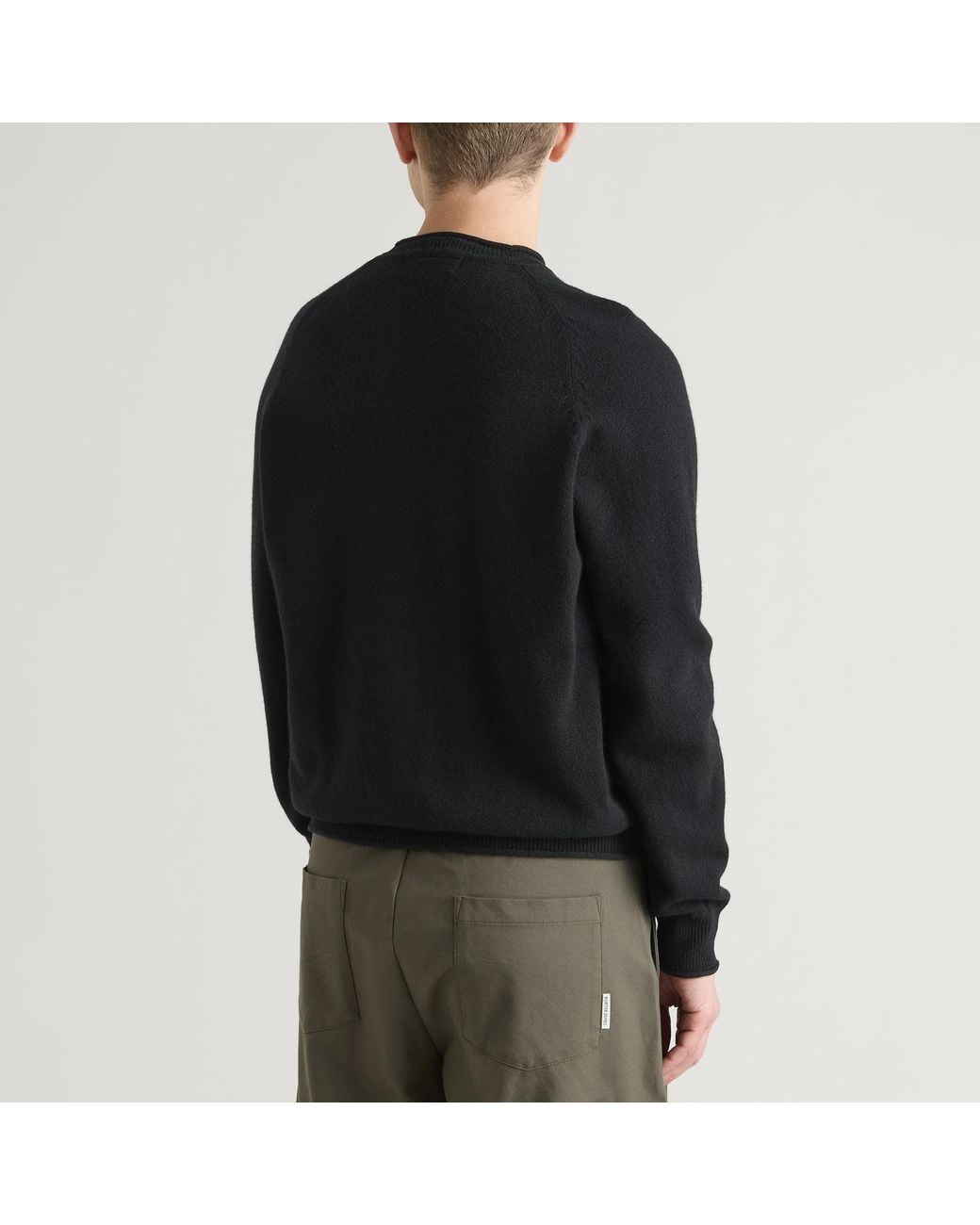 Pittari Black Usk Lambswool Roll Collar Jumper for men