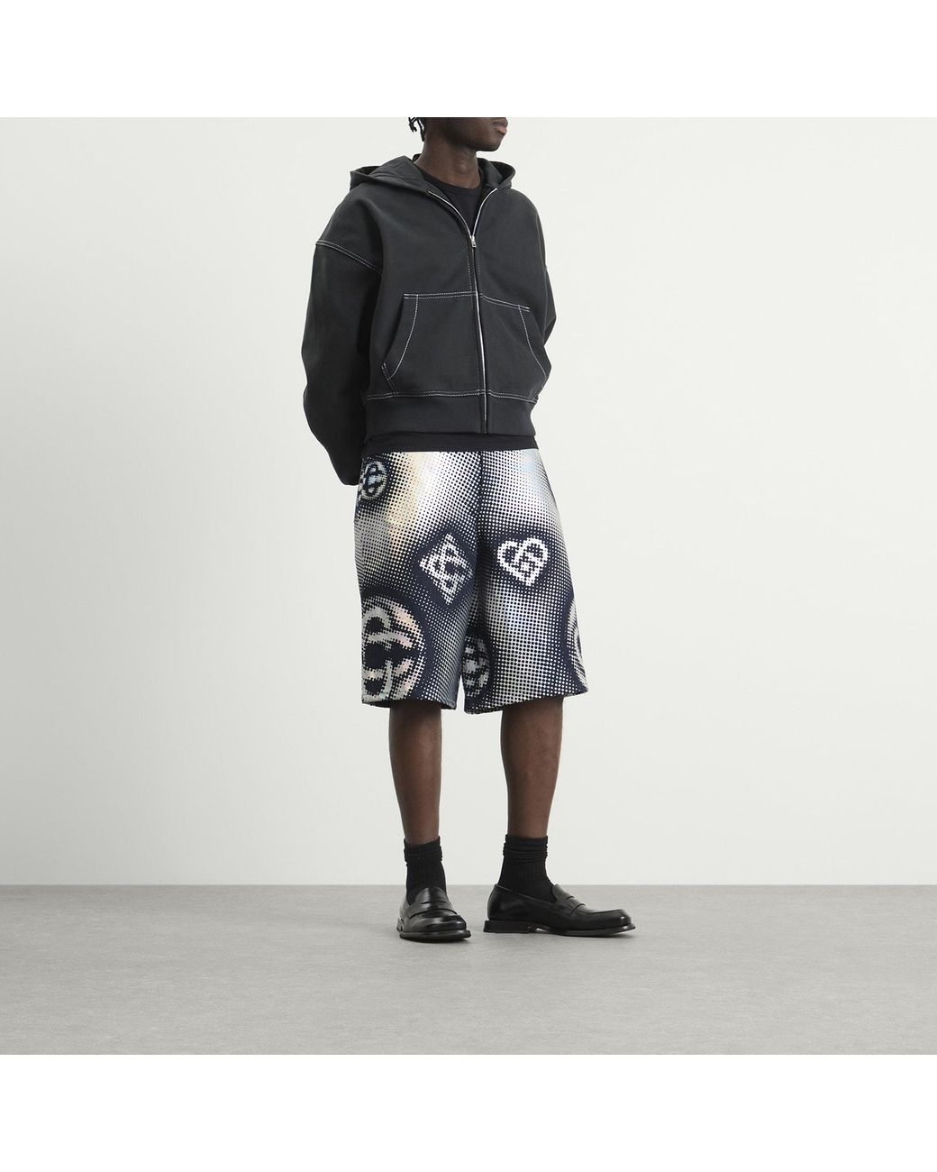 Casablanca Black Pearlescent Monogram Denim Shorts for men