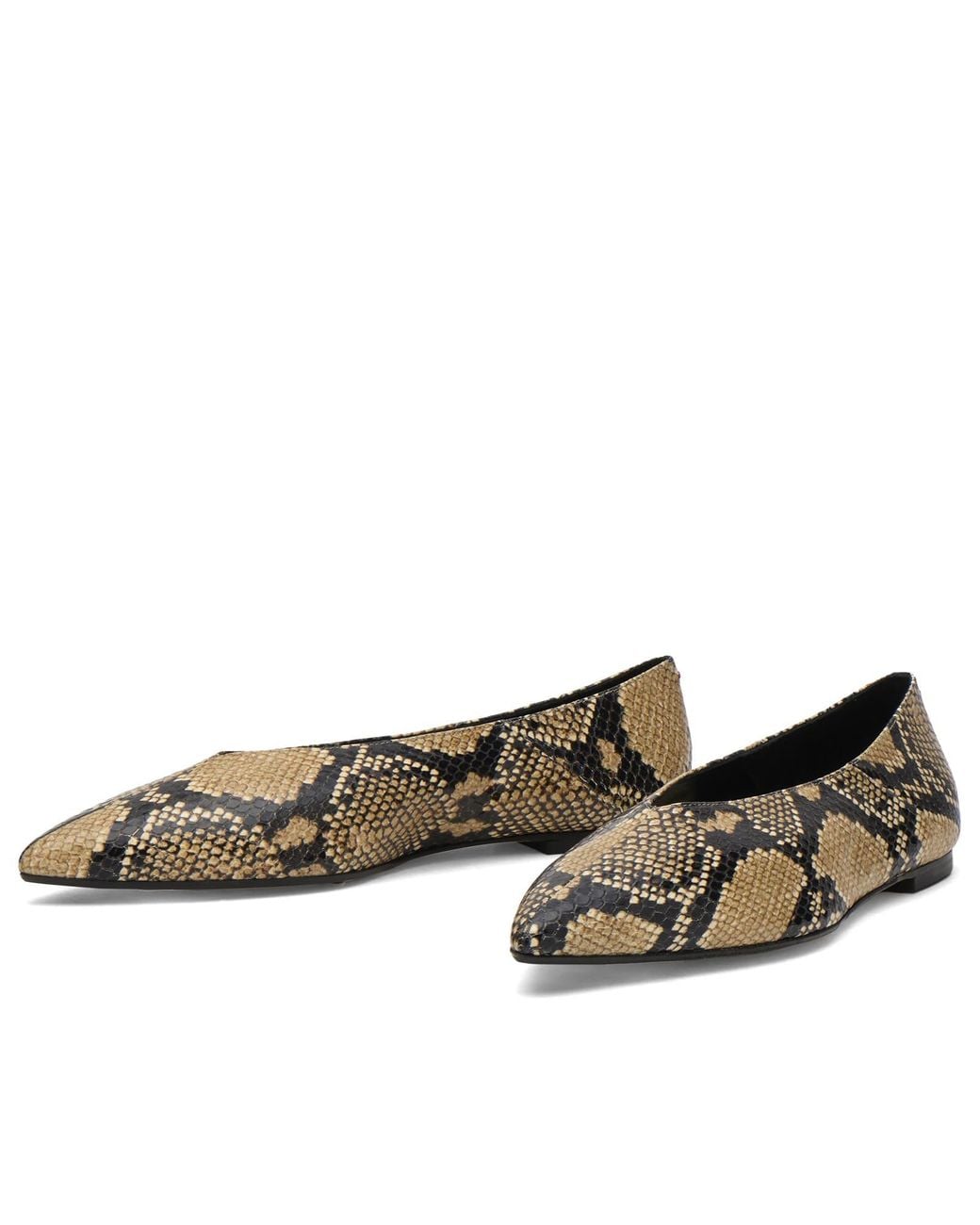 Aeyde Metallic Moa Snake Print Pointed Toe Flats