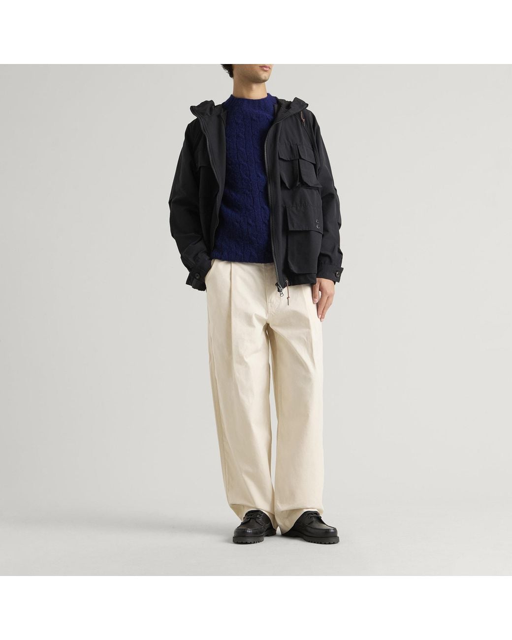 Barbour Blue Scottish Made Cable Crew for men