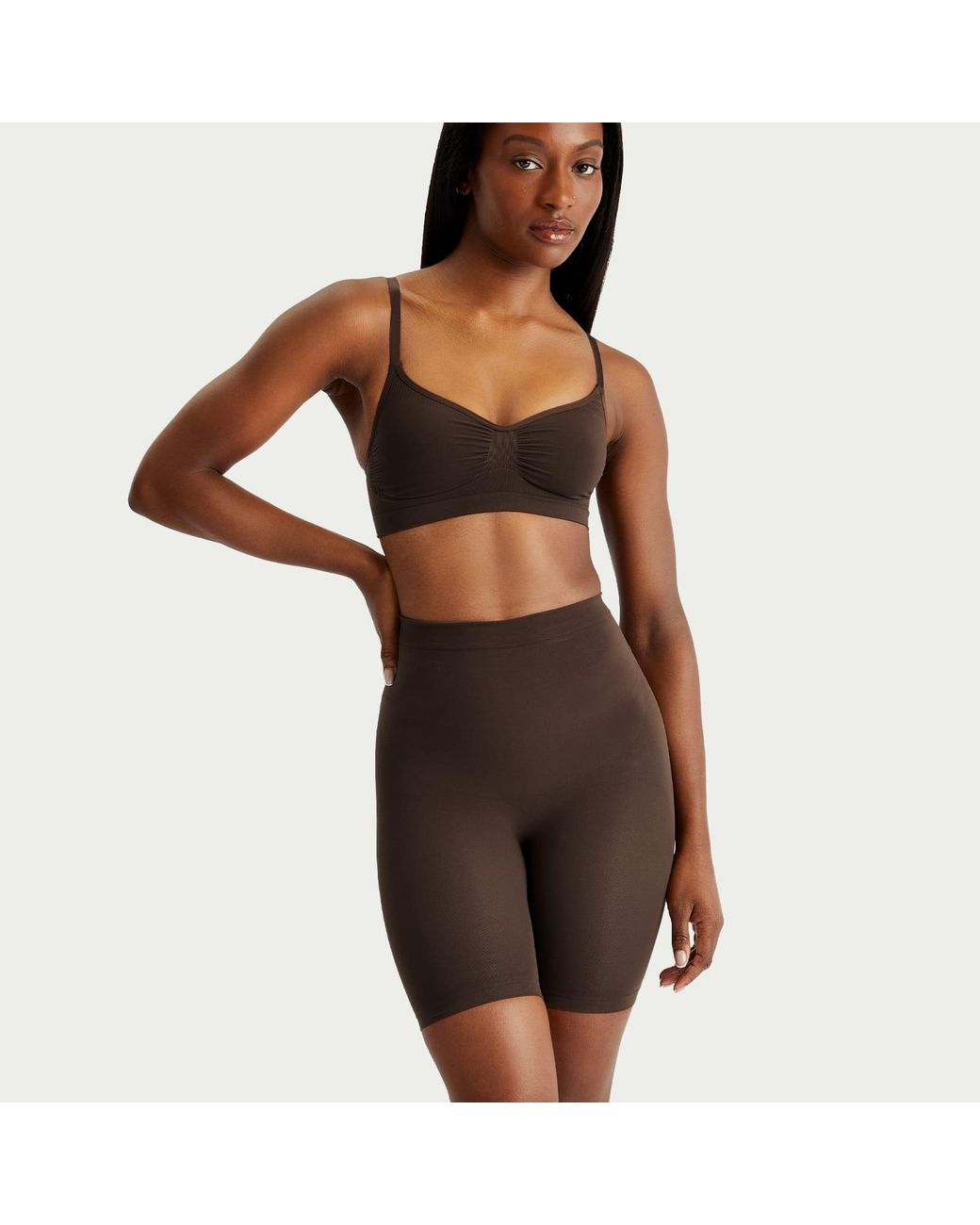Skims Brown Seamless Sculpt Mid Thigh Short