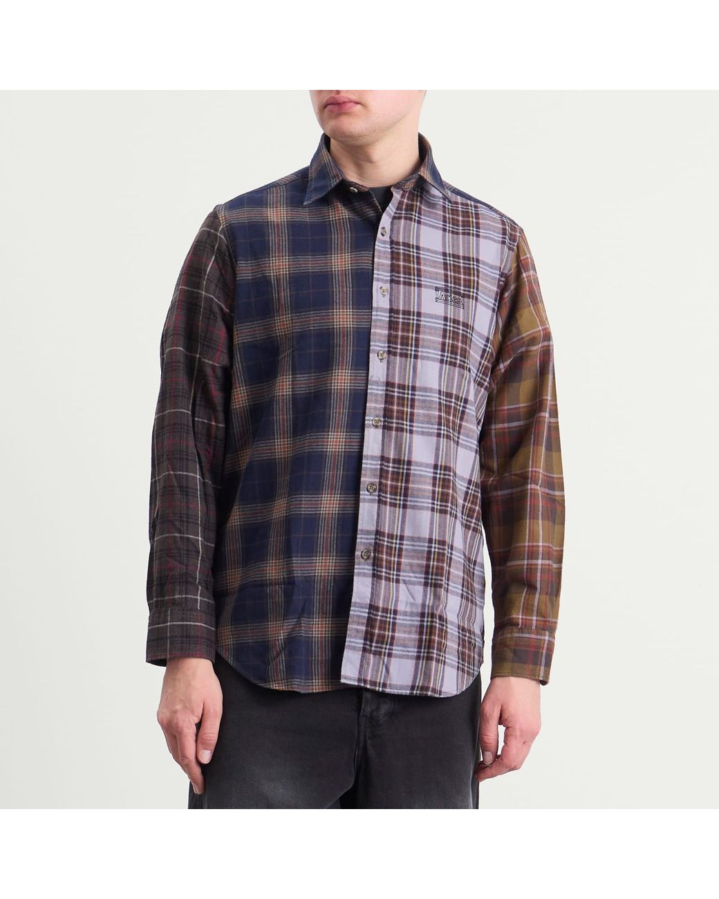 Aries Blue Overdyed Patchwork Shirt for men