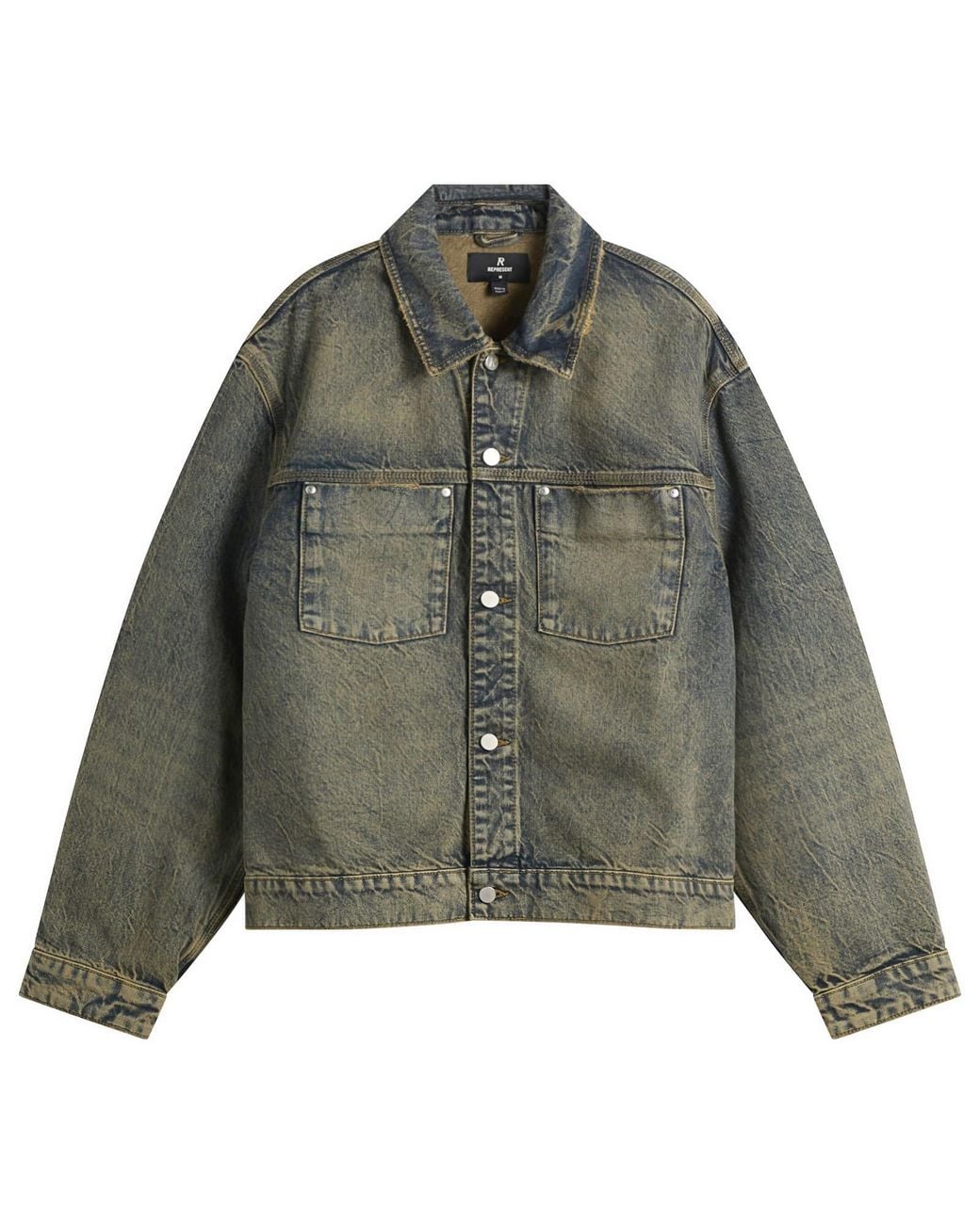 Represent Green Denim Trucker Jacket for men