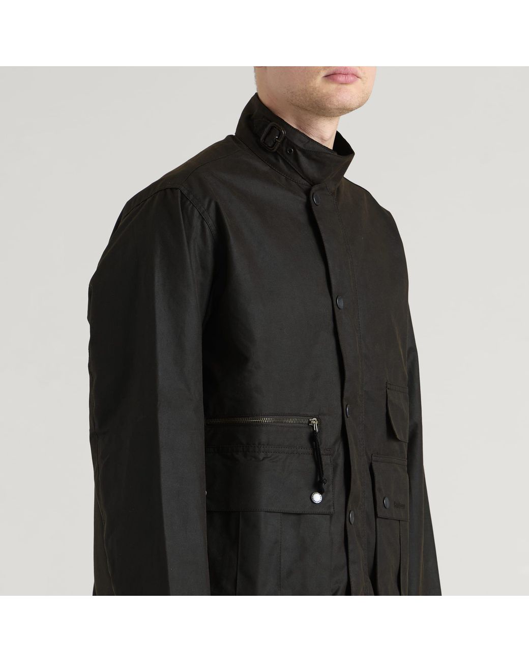 Barbour Black Heritage + Modified Ursula Wax Jacket for men