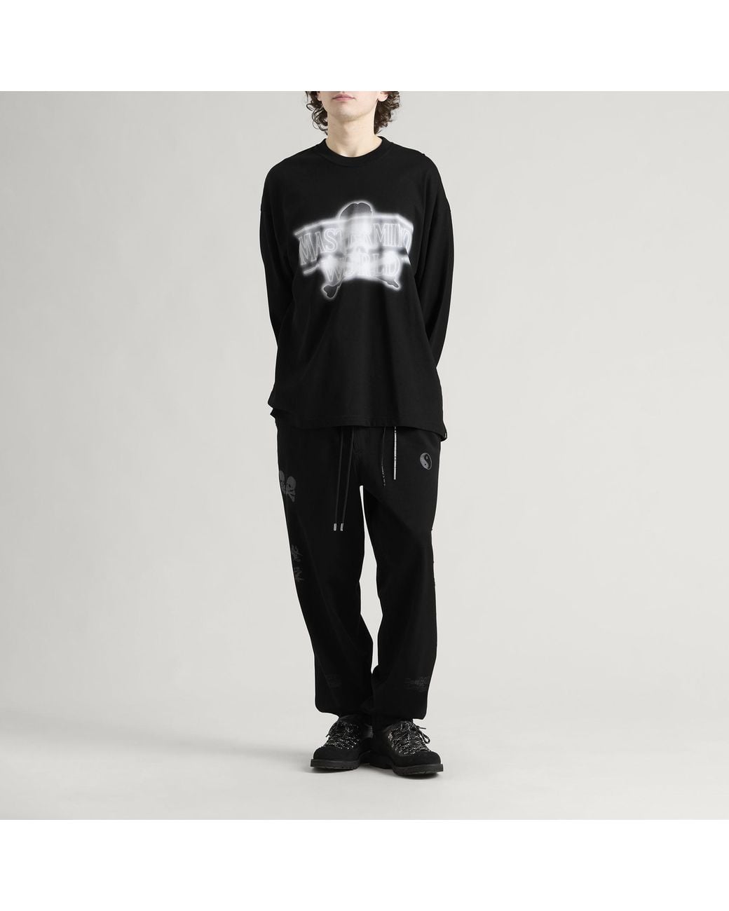 MASTERMIND WORLD Black Neon Logo Long Sleeve T-Shirt for men