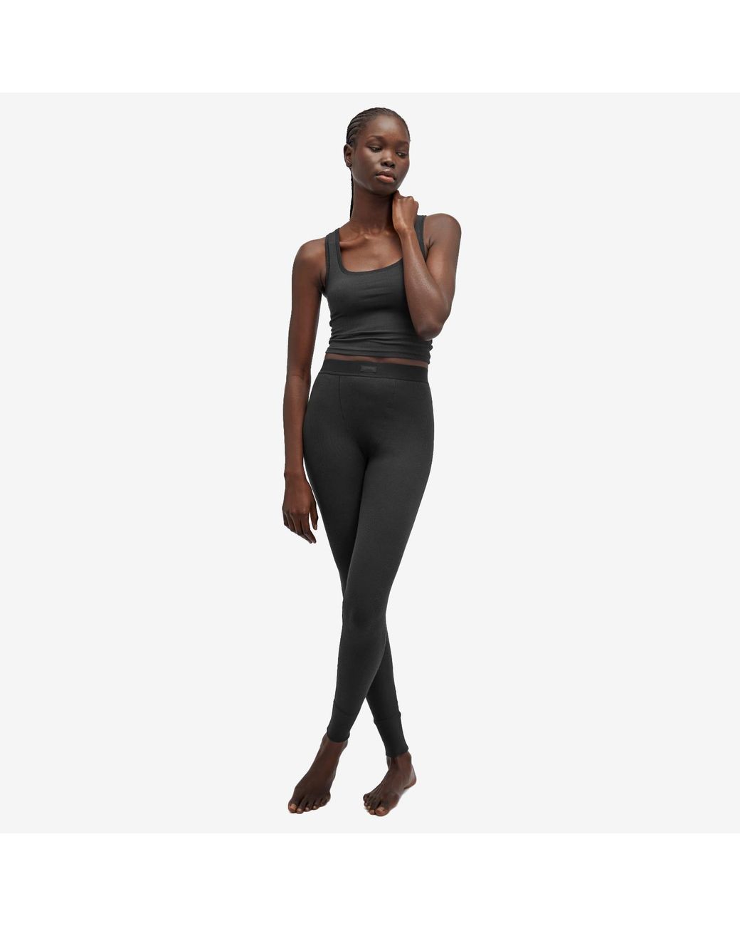 Skims Black Cotton Rib Tank