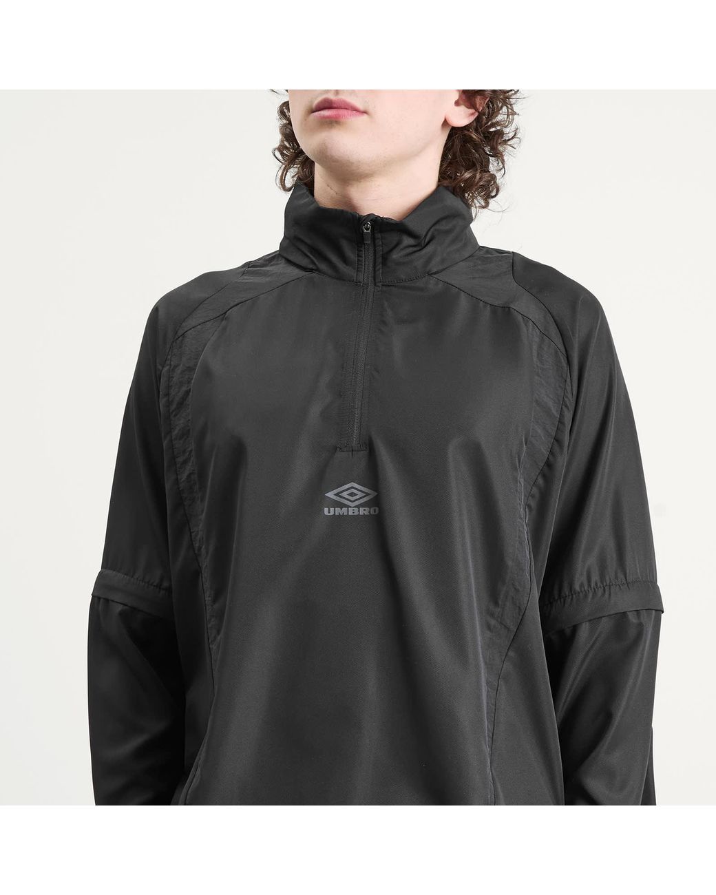 Umbro Black Zip Off Sleeve Wind Jacket for men