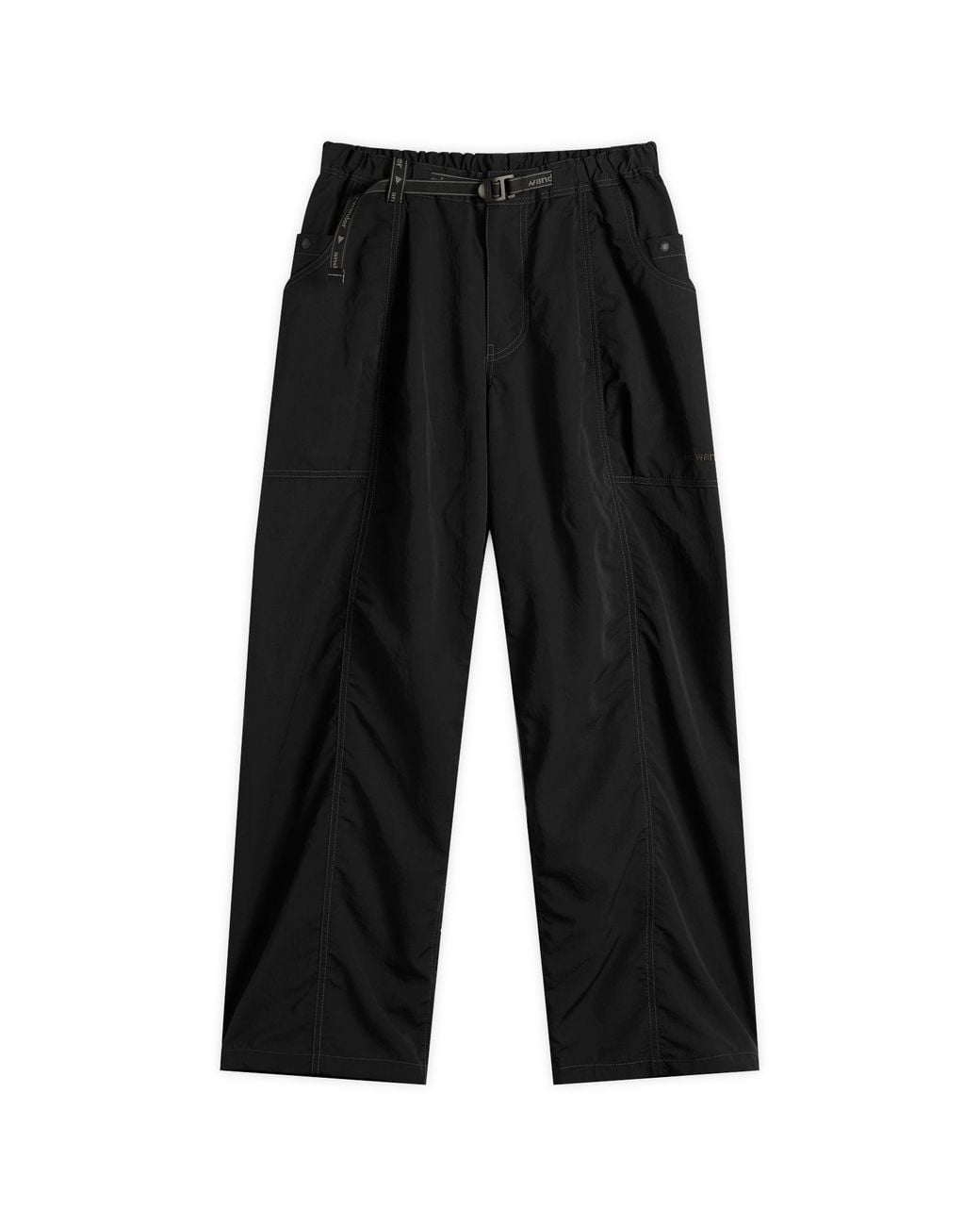And Wander Black Crinkled Nylon Trousers for men