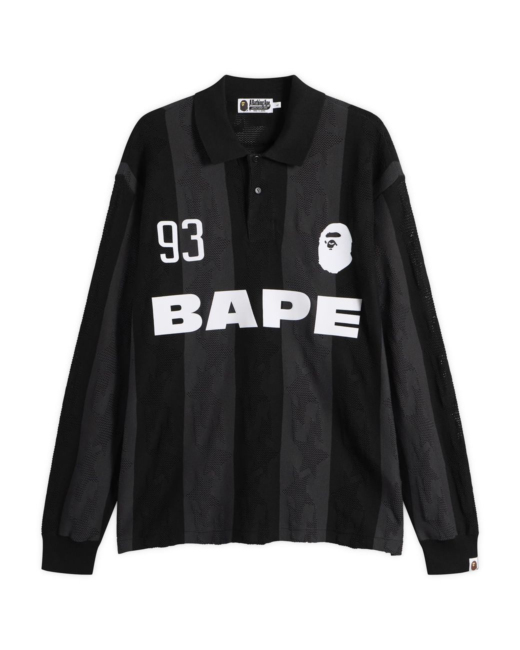 A Bathing Ape Black Sta Stripe Long Sleeve Jersey for men
