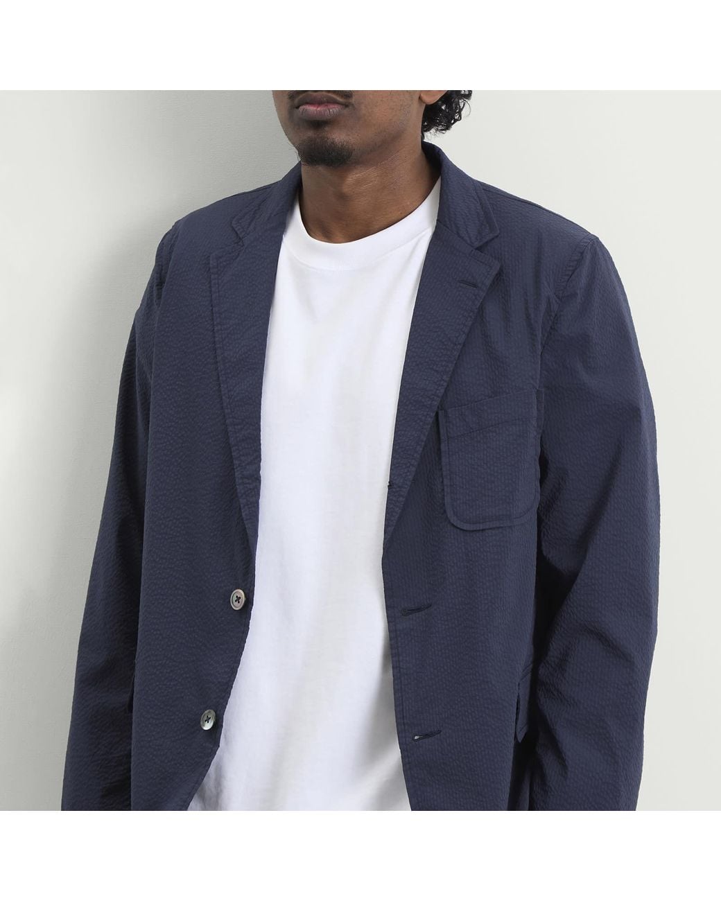 Beams Plus 3 Button Coolmax Seersucker Blazer in Blue for Men