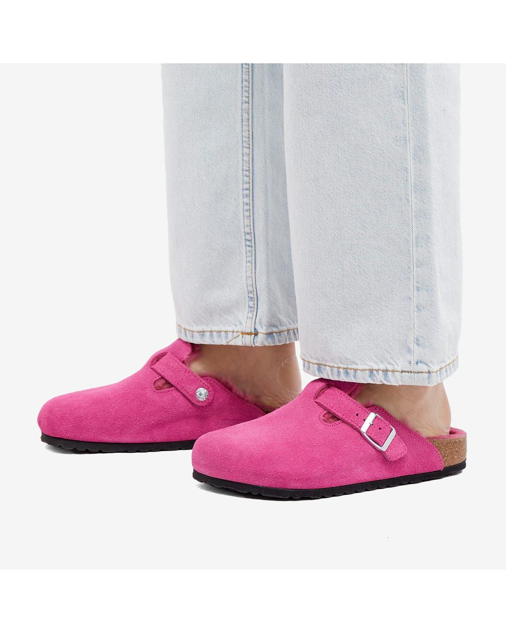 Birkenstock boston best sale shearling pink