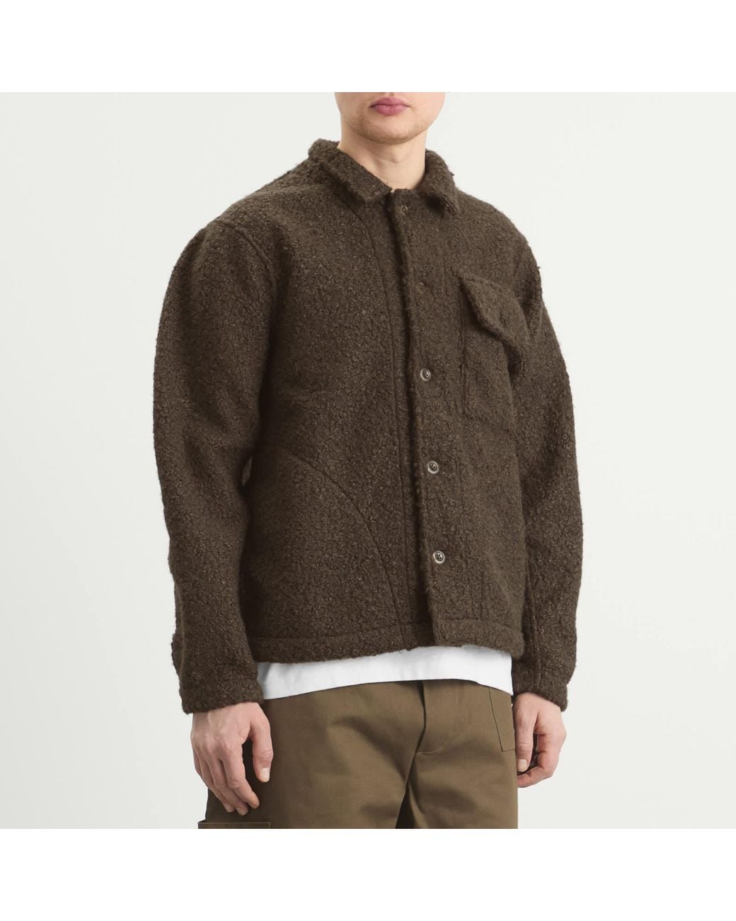 Cafe Mountain Brown Curly Boxy Explorers Jacket for men