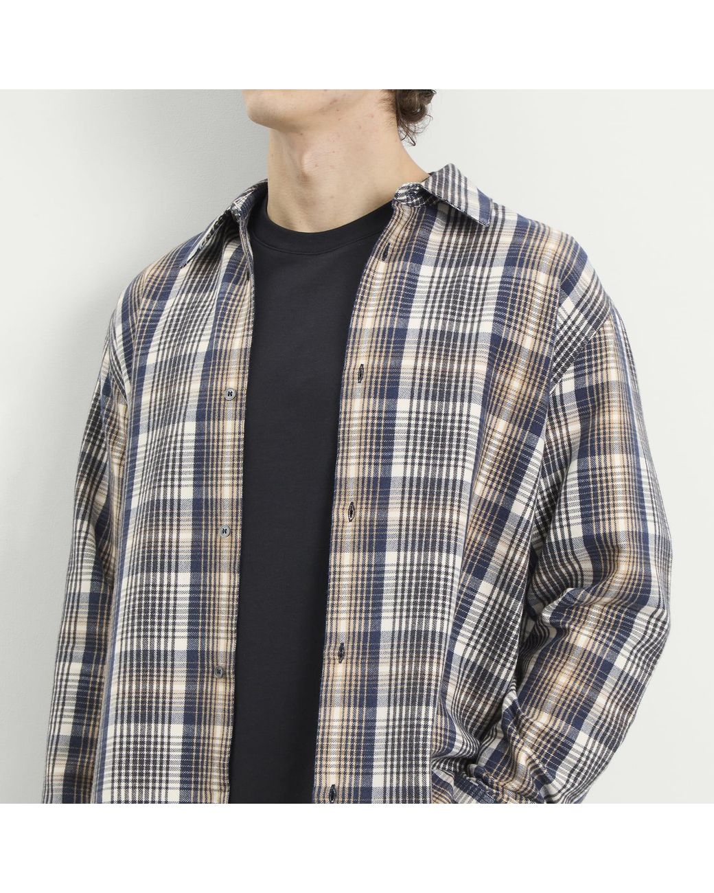 Studio Nicholson Gray View Brushed Check Long Sleeve Shirt for men