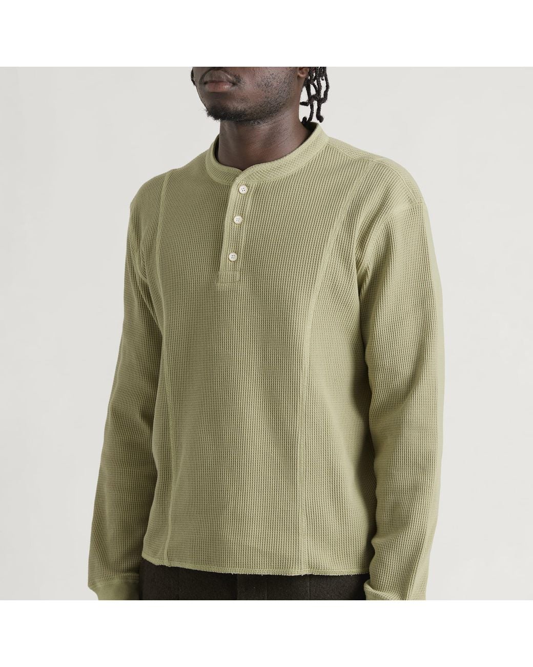 Ganter Green Henley Waffle Longsleeve for men