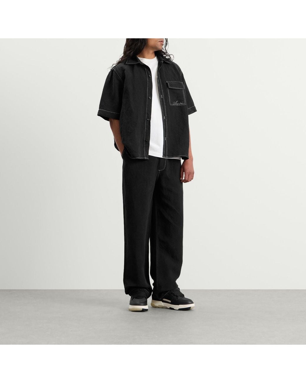 Amiri Black Script Linen Shirt for men