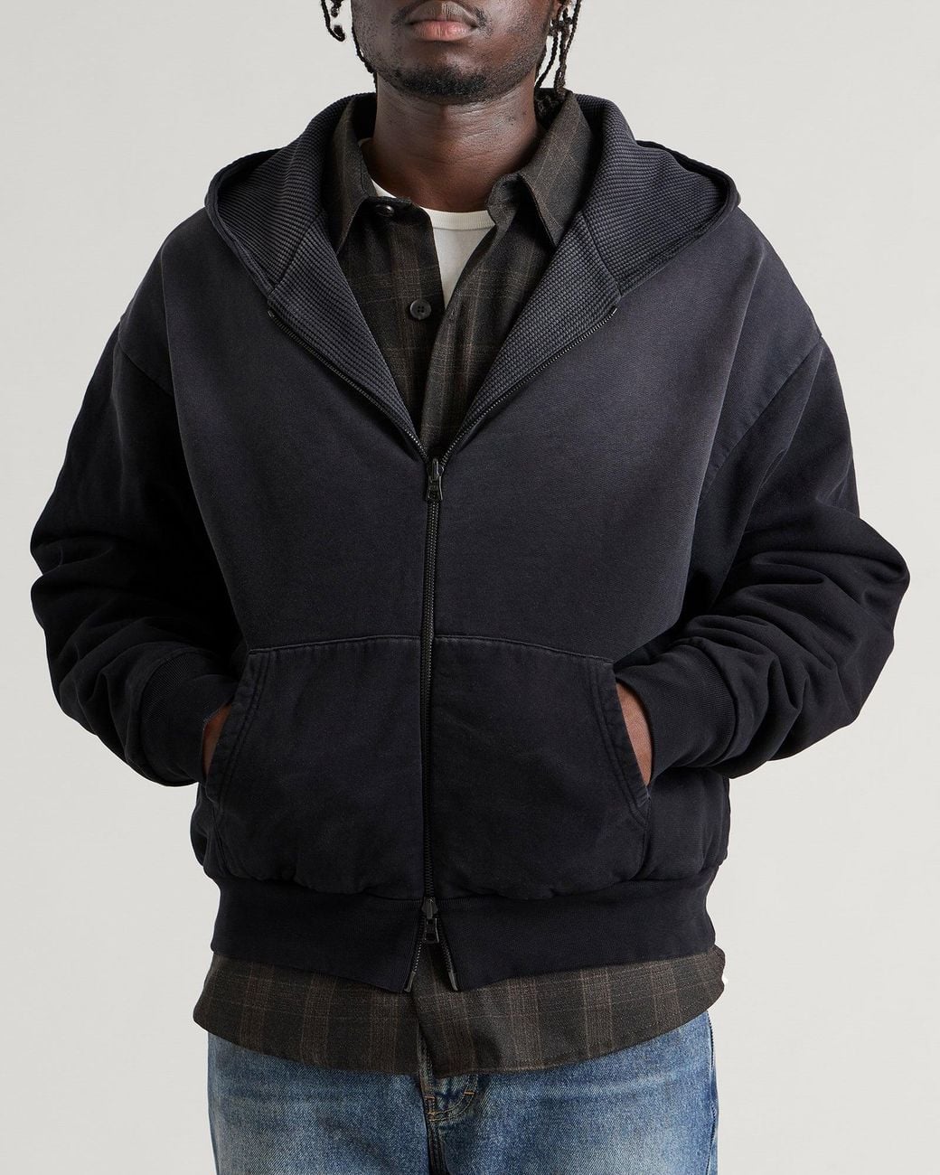 Danny Sizer Daniel Simmons Double Layer Hoodie in Black for Men | Lyst