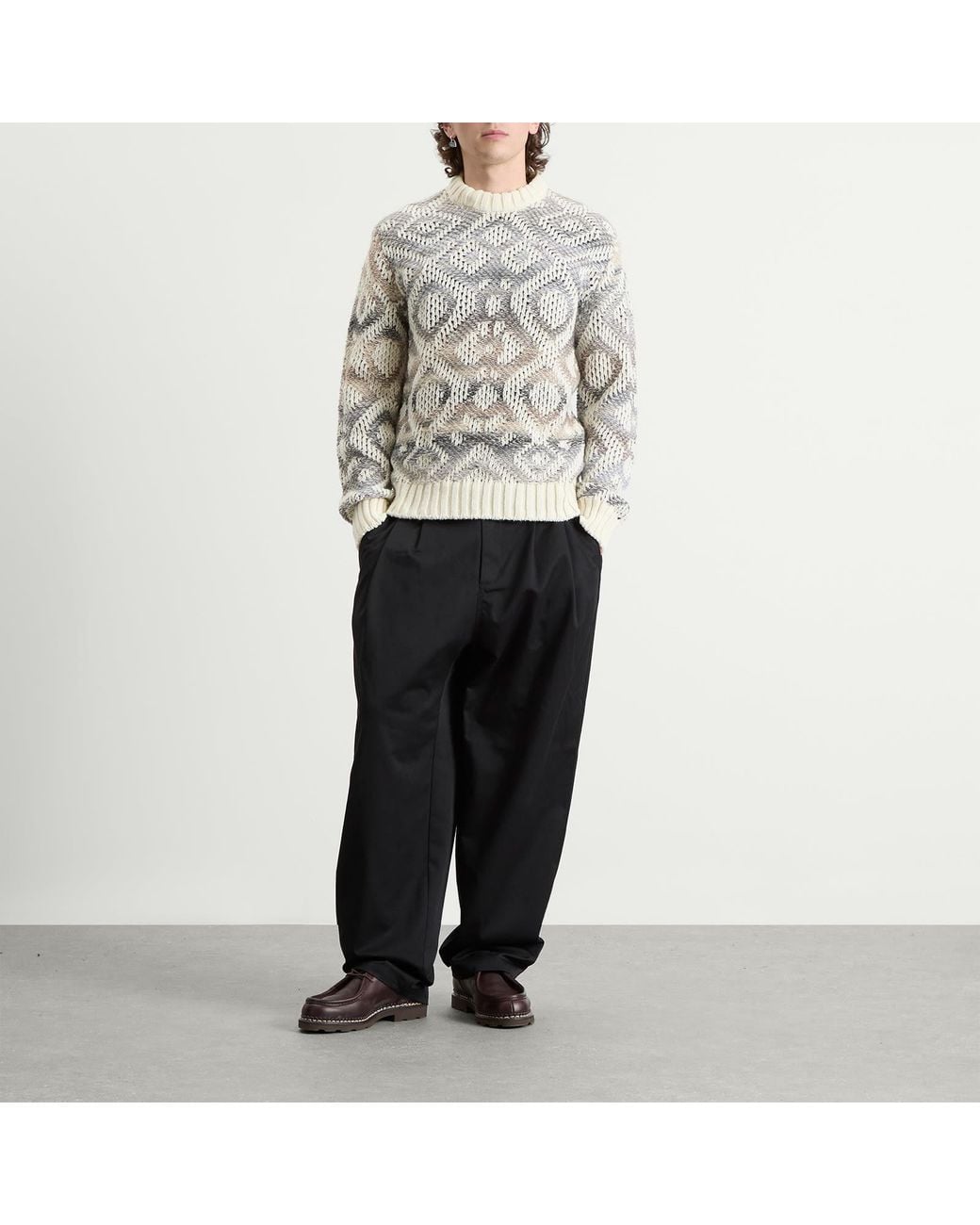 NN07 White Brady Geometric Jumper for men