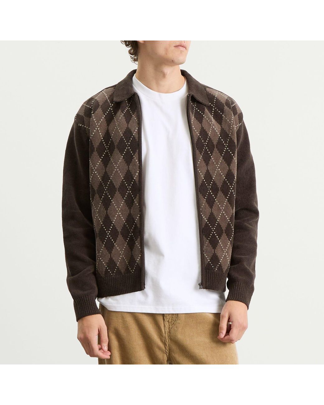 thisisneverthat Argyle Zip Knit Cardigan in Brown for Men | Lyst UK