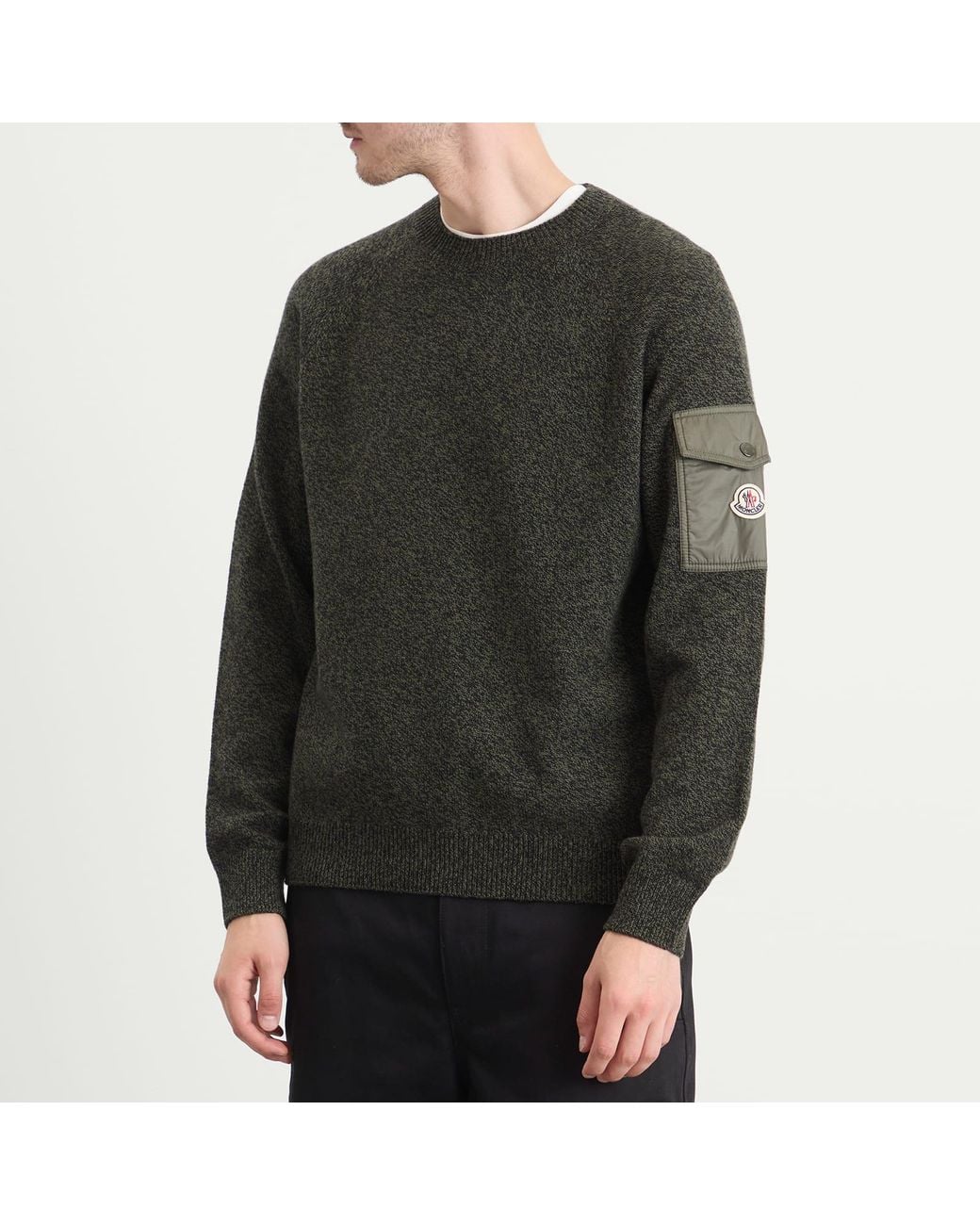 Moncler Gray Wool Cashmere Mouline Crew Neck Jumper for men