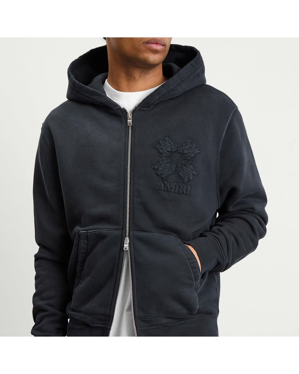 Amiri Black Ma Quad Zip Hoodie for men