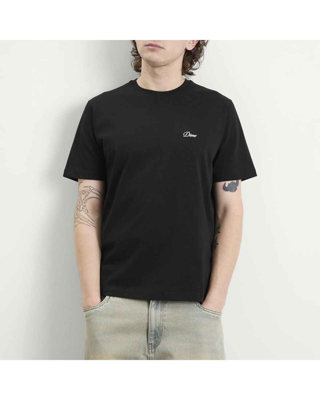 Dime Black Cursive Logo T-Shirt for men