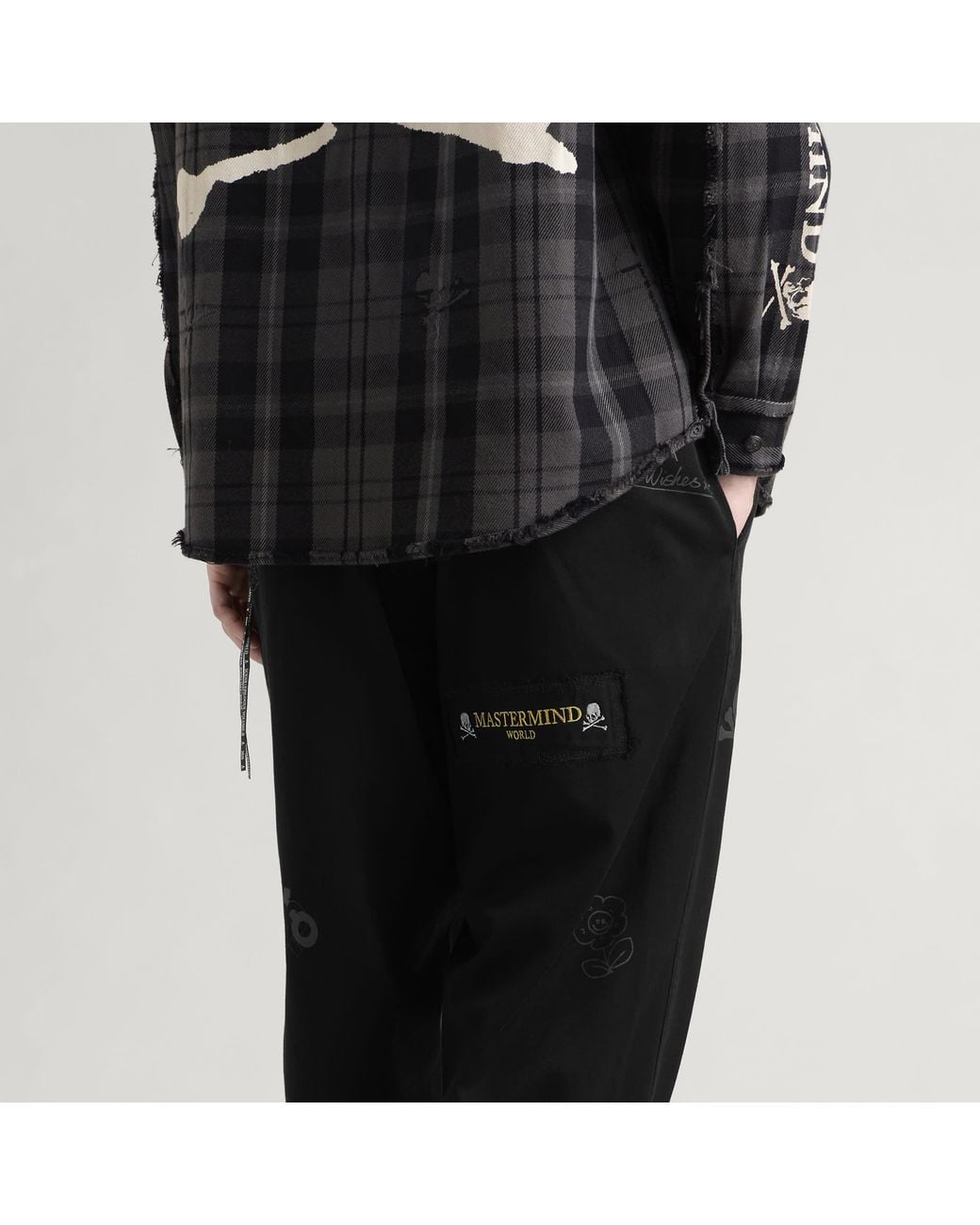 MASTERMIND WORLD Black Doodle Print Regular Easy Pants for men